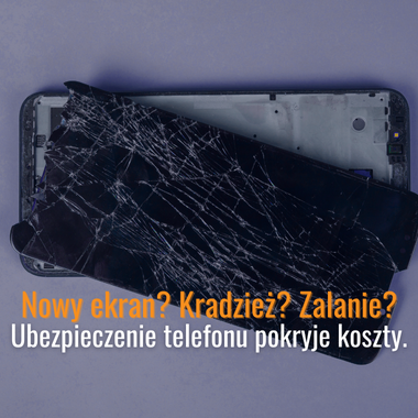 Uszkodzony telefon z pękniętym ekranem jako przykład sytuacji, w której ubezpieczenie telefonu pokrywa koszty naprawy lub wymiany.