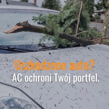 Uszkodzony samochód na parkingu – grafika do artykułu o ubezpieczeniu AC Autocasco w Unilink Opole.